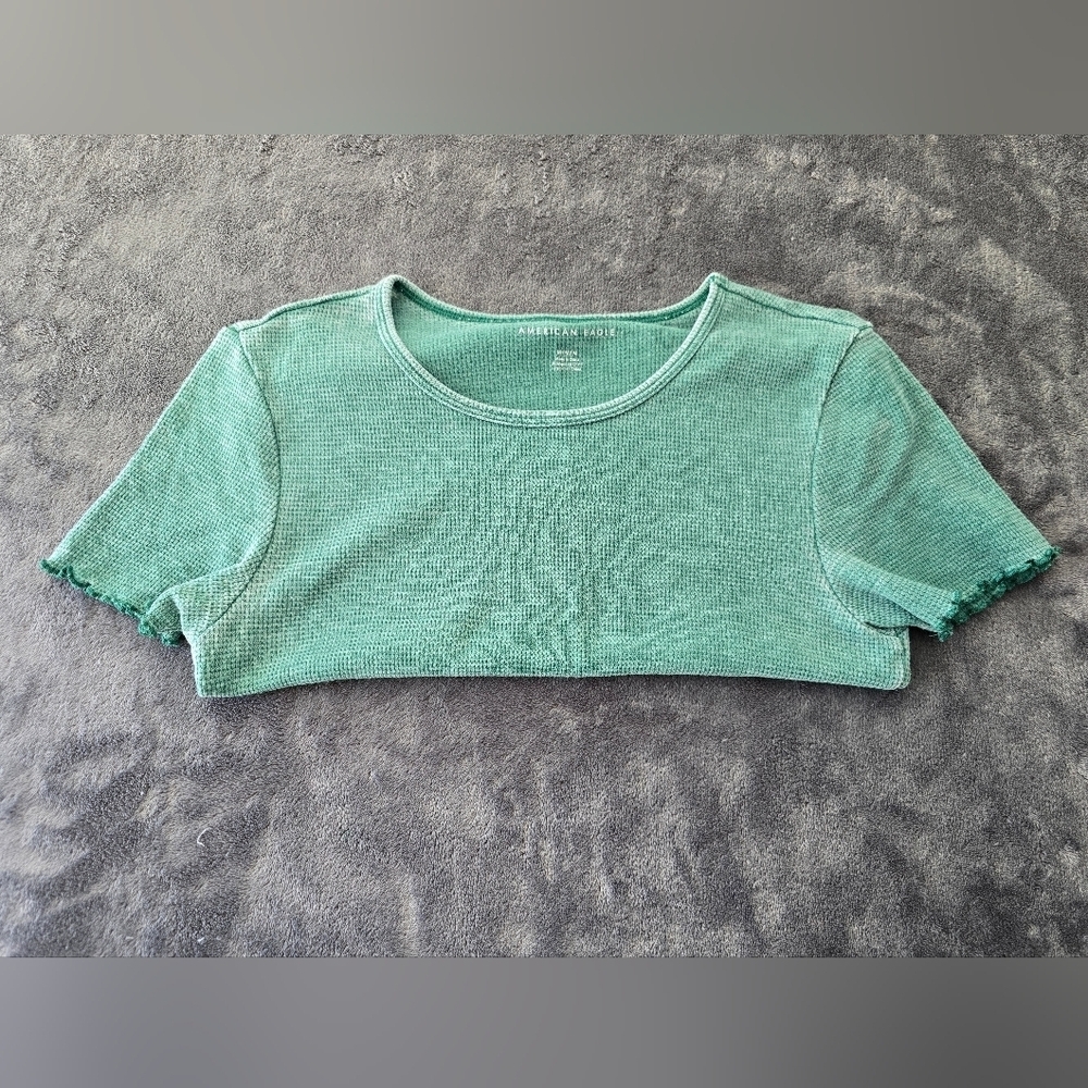 American Eagle Waffle Knit Green Tee Size Medium
